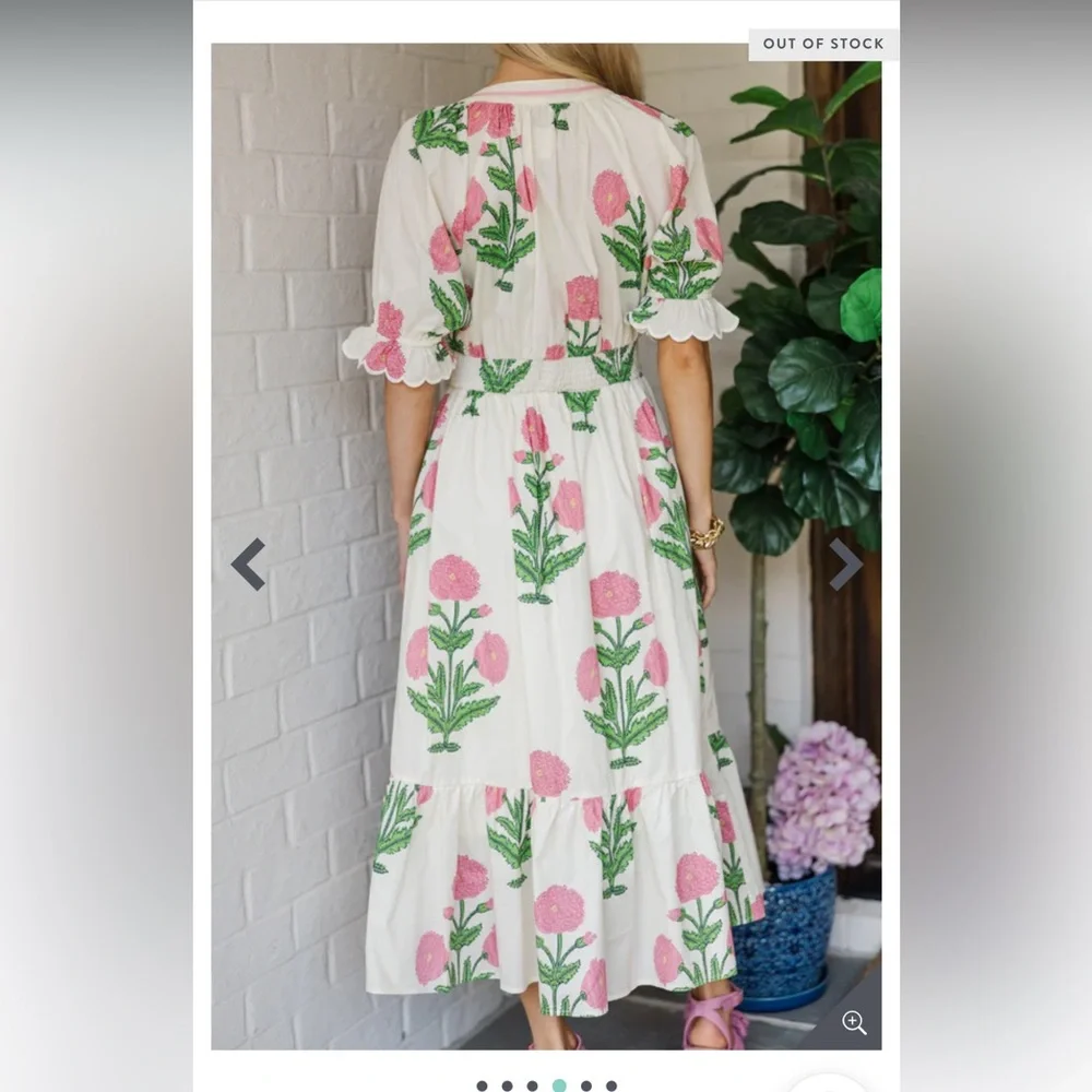 Umgee White Maxi Dress with Pink Floral Print - Picture 5 of 12